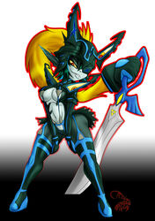 1girls armor breasts cicada cleavage cosplay costume crossover female fused_shadow garter_straps gloves hair_hand imp imp_midna kill_la_kill master_sword matoi_ryuuko_(cosplay) midna nintendo prehensile_hair pussy scissor_blade senketsu skimpy skirt sling_bikini sword the_legend_of_zelda thighhighs twilight_princess voluptuous weapon rating:Explicit score:77 user:bot