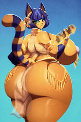 1girls 2018 animal_crossing ankha anthro ass backboob barefoot blue_hair bored breasts busty curvy feline female_only furry green_eyes half-closed_eyes handjob_gesture huge_ass huge_breasts hyper hyper_breasts jerk_off_motion jewelry loincloth looking_at_viewer looking_back motion_blur muscular_female nintendo riendonut sexually_suggestive sideboob tail thick_thighs thighs venus_body voluptuous wide_hips yellow_fur rating:Questionable score:717 user:punkmaster