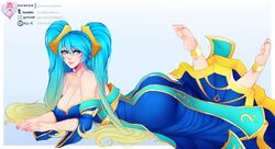 1girls big_ass big_breasts blue_eyes blue_hair breasts feet female highres law-zilla league_of_legends long_hair riot_games robe smile solo sona_buvelle tagme twintails rating:Questionable score:83 user:NoMercyForWhores