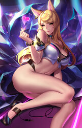 ahri alternate_costume big_breasts blonde_hair breasts cianyo cleavage female female_only k/da_ahri k/da_series large_breasts league_of_legends lipstick looking_at_viewer solo rating:Safe score:122 user:justausername