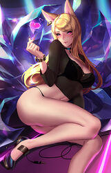 ahri alternate_costume big_breasts blonde_hair breasts cianyo cleavage female female_only k/da_ahri k/da_series large_breasts league_of_legends lipstick looking_at_viewer solo rating:Safe score:168 user:justausername