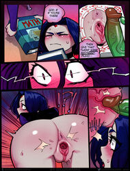 1boy 1girls anus ass beast_boy bent_over big_ass blush breasts clothed_sex clothing comic cross_section dc dc_comics english_text female from_behind gaping highres open_mouth penetration penis portal_(object) pussy rachel_roth raven_(dc) remote_transfer sex short_hair speech_bubble teen_titans text vaginal_penetration x-ray zillionaire rating:Explicit score:319 user:jindermaballz