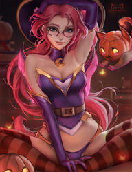 1girls alternate_costume bewitching_janna blue_hair breasts cleavage clothing female female_only glasses harrowing harrowing_series janna_windforce kittew league_of_legends long_hair looking_at_viewer panties solo spread_legs thighhighs rating:Questionable score:237 user:justausername