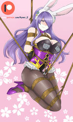 arms_behind_back black_gloves bondage bound bound_ankles bound_arms bound_legs bound_torso breasts bunny_ears bunny_girl camilla_(fire_emblem) camilla_(spring)_(fire_emblem) cleavage crotch_rope female femsub fire_emblem fire_emblem_fates fire_emblem_heroes flowers gag gagged high_heels large_breasts long_hair nipple_vibrator pantyhose purple_eyes purple_hair rope rope_bondage ryner-e solo suspended suspension suspension_bondage tape tape_gag taped_mouth tied_up vibrator vibrator_taped_to_pussy white_tape rating:Explicit score:173 user:Boundguy