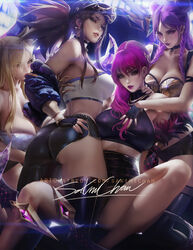 4girls ahri akali alternate_breast_size alternate_costume big_breasts breasts bubble_butt cleavage evelynn female female_only hourglass_figure k/da_ahri k/da_akali k/da_evelynn k/da_kai'sa k/da_series kai'sa large_breasts league_of_legends lesbian lipstick multiple_girls sakimichan strapless strapless_top strapless_topwear tubetop yuri rating:Safe score:308 user:justausername