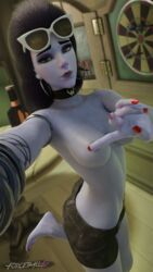 3d areolae blender breasts female female_only forceballfx looking_at_viewer nipples overwatch red_toenails selfie solo widowmaker rating:Questionable score:80 user:justausername