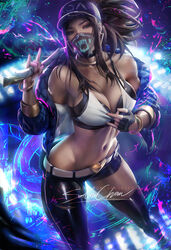 1girls akali alternate_costume breasts cleavage female female_only k/da_akali k/da_series league_of_legends looking_at_viewer pinup sakimichan solo rating:Questionable score:171 user:justausername