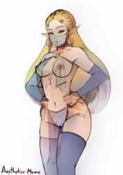 1girls aestheticc-meme areolae armwear bad_censor barely_clothed belly_button blonde_hair breasts breath_of_the_wild cleavage demigoddess earrings erect_nipples erect_nipples_under_clothes female female_only gerudo_outfit gerudo_veil green_eyes hairless_pussy hands_on_hips harem_outfit hourglass_figure jewelry legwear loincloth long_hair long_hair_female long_penis looking_at_viewer medium_breasts nintendo nipples pelvic_curtain perky_breasts princess_zelda pussy slave solo the_legend_of_zelda thighhighs tight_clothing veil very_long_hair zelda_(breath_of_the_wild) rating:Explicit score:324 user:justausername