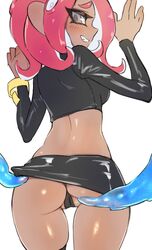 2018 against_wall agent_8_(splatoon) ass blush cephalopod clothing dark-skinned_female dark_skin exposed fat_mons female female_only from_behind jtveemo looking_back nintendo octoling pussy smile splatoon splatoon_2 tentacles thick_thighs thighs vagina wide_hips rating:Questionable score:269 user:78423