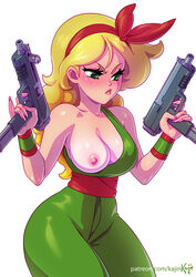 1girls areolae bad_launch bandana bimbo blonde_hair breasts cosplay dragon_ball female female_only green_eyes gun guns hourglass_figure kajinman launch lipstick lunch_(dragon_ball) nail_polish nipples one_breast_out pink_nails solo submachine_gun tien_shinhan_(cosplay) uzi weapon rating:Explicit score:145 user:justausername