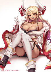 big_breasts breasts cleavage demon_girl demon_horns female female_only garter_belt granblue_fantasy horns kubira_(granblue_fantasy) large_breasts looking_at_viewer oopartz_yang solo thighhighs rating:Questionable score:76 user:justausername