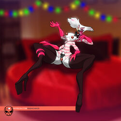 1girls angel_dust_(hazbin_hotel) anthro arachnid boots breasts censored demon female female_angel_dust female_only furry genderswap_(mtf) hazbin_hotel high_heel_boots high_heels looking_at_viewer panties platform_heels rashchaos rule_63 sharp_teeth smile smooth_skin solo spread_legs spreading vivienne_medrano rating:Explicit score:21 user:rashchaos