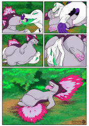  anthro belly closed_eyes closed_eyes fan_character female female/female feral fire generation_2_pokemon generation_7_pokemon nintendo noblebrony317 oral_vore pawpads pokemon pokemon_(species) pussy_juice quilava salazzle tongue tongue_out tree unbirthing vore  rating:explicit score: user:bot