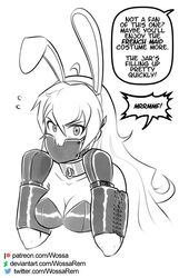 black_and_white bondage bunny_ears gag gagged medium_breasts monochrome rwby wossarem yang_xiao_long rating:Explicit score:79 user:StockUsername