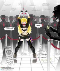 ball_gag blonde_hair bondage chained clothed femsub gag gagged multiple_boys price pricelist purple_eyes rwby tagme wossarem yang_xiao_long rating:Explicit score:161 user:StockUsername