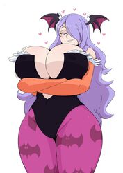 breasts camilla_(fire_emblem) capcom cleavage clothing cosplay darkstalkers erect_nipples erect_nipples_under_clothes female female_only fire_emblem fire_emblem_fates grin hair_over_one_eye heart huge_breasts jinu large_breasts long_hair morrigan_aensland morrigan_aensland_(cosplay) naughty_face nintendo pantyhose purple_hair seductive seductive_smile simple_background smile solo thick_thighs white_background rating:Questionable score:318 user:EdgySexy