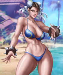 big_breasts bikini breasts chun-li cleavage female female_only flowerxl large_breasts looking_at_viewer solo street_fighter rating:Questionable score:102 user:justausername