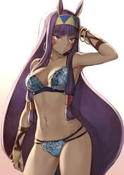 blue_bra blue_panties bra dark-skinned_female dark_skin egyptian fate/grand_order fate_(series) female lingerie long_hair mashu_003 nitocris_(fate/grand_order) panties purple_eyes purple_hair solo_focus underwear rating:Questionable score:148 user:Quarks