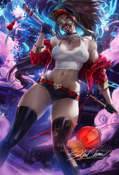 abs akali alternate_costume breasts cleavage female female_only k/da_akali k/da_series league_of_legends looking_at_viewer sakimichan solo rating:Questionable score:55 user:justausername