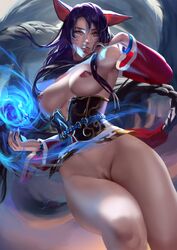 absurdres ahri areolae breasts female female_only highres league_of_legends looking_at_viewer nipples pussy solo zumi rating:Explicit score:102 user:justausername