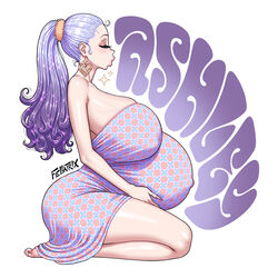 1girls ahoge alternate_hair_color artist_name ashley_(fellatrix) barefoot big_belly big_breasts blush breasts bubble_text clothed clothed_female curled_hair earrings eyeshadow feet fellatrix female female_only fingernails gradient_hair hair_tie hair_tied heavily_pregnant high_ponytail huge_belly kneeling kneeling_female large_areolae large_ass large_belly large_breasts larger_female lipstick long_fingernails long_nails long_nipples makeup mature_female milf nape original original_character pink_eyes pink_lips pink_lipstick pink_nail_polish pink_nails ponytail pregnant pregnant_belly pregnant_female purple_hair sagging_breasts seiza simple_background solo sparkle sparkles sparkly_hair sundress text thick_lips thick_thighs tied_hair toes updo veins veiny_breasts white_background rating:Explicit score:136 user:AsadAce101