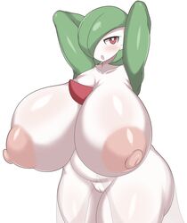 1girls anthro areolae armpits arms_behind_head blush borscht breasts breasts_bigger_than_head busty female female_only front_view game_freak gardevoir green_body green_hair hair_over_one_eye hi_res huge_areolae huge_breasts humanoid hyper hyper_breasts large_nipples looking_at_viewer massive_breasts nintendo nipples open_mouth pokémon_(species) pokemon pokemon_(species) pussy red_eyes short_hair simple_background solo standing thick_thighs top_heavy two_tone_body voluptuous white_background white_body wide_hips rating:Explicit score:85 user:Aeolus_HX