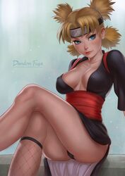 1girls ass black_panties blonde_hair blue_eyes breasts busty cleavage crossed_legs dandon_fuga dress female female_only fishnet_legwear fishnets legs lipstick naruto naruto_shippuden nipple_bulge nipples panties realistic solo solo_focus temari thighs tied_hair twintails upskirt rating:Questionable score:214 user:benjen0808