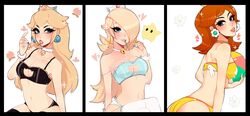 1other 3girls ass bare_arms bell_collar black_legwear blonde_hair blue_eyes breasts brown_hair cat_bra cat_keyhole_bra cherry female female_focus flower hair_over_one_eye heart lollipop long_hair luma mario_(series) multiple_girls nintendo peach_(fruit) princess_daisy princess_peach princess_rosalina rasbii simple_background smile tongue_out white_background white_legwear rating:Questionable score:182 user:deleted5014