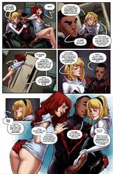 comic dark-skinned_male dark_skin female gwen_stacy hairband harem interracial male marvel mary_jane_watson miles_morales penis spider-gwen spider-man_(miles_morales) spider-man_(series) straight_hair rating:Explicit score:57 user:Xenomorphic