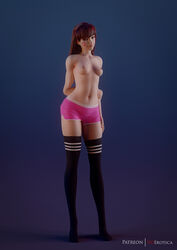 1girls 3d areolae artist_name autodesk_maya blender breasts brown_eyes brown_hair d.va facial_markings female female_only hair_down looking_at_viewer navel nipples no_shoes overwatch pink_shorts short_shorts shorts small_breasts solo standing striped_legwear thigh_socks thighhighs topless vgerotica rating:Questionable score:77 user:justausername