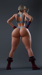 1girls 3d 3d_(artwork) armwear ass ass_view back_view big_ass big_hips big_thighs blonde_hair bubble_butt cammy_white cpt-flapjack dat_ass female female_only hand_on_hip hand_on_own_hip high_resolution jacket large_ass looking_at_viewer looking_back neckwear no_pants panties pantsless rear_view short_hair simple_background solo solo_female sports_panties standing street_fighter street_fighter_6 thick_thighs thighs very_high_resolution rating:Explicit score:85 user:MegaPint