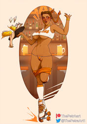 1girls apex_legends brown_eyes brown_hair brown_skin choker colored_skin female g-string gstring hips hooters hooters_(parody) hooters_uniform latina loba loba_(apex_legends) loba_andrade micro_bikini panties pants_around_ankles petransfw puffy_nipples puffy_pussy rollerblades thepetraart thick_hips thick_thighs thighs twin_braids underboob underwear waiter waiter_tray rating:Questionable score:133 user:ThePetraArt