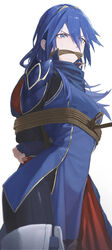 1girls armor blue_eyes blue_hair bodysuit bondage bound breasts cape cleave_gag darah femsub fire_emblem fire_emblem_awakening gag gagged highres long_hair lucina_(fire_emblem) nintendo restrained rope rope_bondage small_breasts solo sweat tied tied_up rating:Questionable score:48 user:shruck