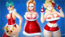 3girls android_18 bad_launch blonde_hair blue_eyes bulma_briefs cameltoe christmas christmas_dress christmas_outfit christmas_shorts cleavage curvy dragon_ball dragon_ball_z erect_nipples female fingerless_gloves hoop_earrings huge_areolae huge_ass huge_breasts launch middle_finger mightycock milf puffy_nipples ribbon short_hair shortshorts thick_lips voluptuous wide_hips x-mas rating:Explicit score:102 user:DickDiamond