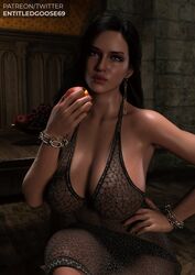 big_breasts black_hair breasts entitledgoose female light-skinned_female nipples nipples_visible_through_clothing purple_eyes solo the_witcher_(series) the_witcher_3:_wild_hunt yennefer rating:Explicit score:38 user:Kokizi