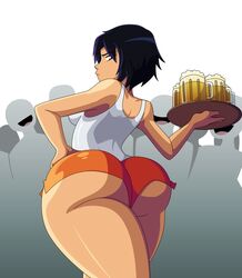 1girls ass beer being_watched beverage big_ass big_breasts big_hero_6 breasts crowd dat_ass disney female gogo_tomago holding_object hooters large_ass looking_at_viewer looking_back marvel marvel_comics nervous plate ravenravenraven rear_view round_ass sci-fi science_fiction scifi short_hair shorts skindentation tank_top thick_thighs waitress rating:Questionable score:230 user:Shadowking11