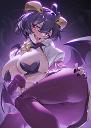 1girls black_nails breasts cameltoe demon_horns demon_wings hiiragi_utena large_breasts magia_baiser mahou_shoujo_ni_akogarete nail_polish pasties piercing tight_clothes tight_clothing tight_pants tongue tongue_out tongue_piercing tupiao_shaonu rating:Explicit score:156 user:linkun