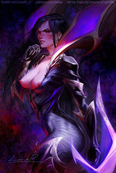 1girls areolae blush breasts female female_only kai'sa league_of_legends lerapi looking_at_viewer nipples solo rating:Questionable score:105 user:justausername