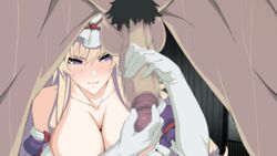 1boy 1girls animated bare_shoulders blonde_hair blush breasts buckethead_ero censored cleavage close-up closed_mouth clothed clothed_female_nude_male collarbone dress elbow_gloves erection female glans_rub glansjob gloved_handjob gloves hair_between_eyes half-closed_eyes handjob hat highres huge_breasts large_breasts large_penis light-skinned_female light-skinned_male light_skin long_breasts long_hair male male_pubic_hair milking_handjob mosaic_censoring nude off_shoulder penis pubic_hair purple_eyes sagging_breasts straight testicles thick_penis touhou veins veiny_penis wet white_gloves yukari_yakumo rating:Explicit score:147 user:bot