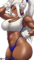 1female 1girls abs absurdres dark-skinned_female dat_ass dumptruck_butt echosaber fat_breasts female large_breasts long_hair miruko my_hero_academia rabbit_ears rumi_usagiyama six_pack sports_bra sweatdrop thick_thighs white_hair rating:Questionable score:291 user:Consoom