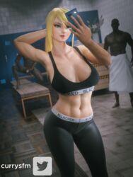 1girl 2boys 3d abs bimbo blacked blacked_clothing blonde_hair cfnm clothed_female_nude_male currysfm dark-skinned_male imminent_gangbang imminent_sex interracial locker_room metroid mirror_selfie muscular_female raceplay samus_aran selfie rating:Explicit score:167 user:curry_sfm