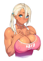 1girls 2019 april_fools big_breasts blush breasts cleavage dark-skinned_female dark_skin female female_only large_breasts looking_at_viewer muscular_female original sela_(sela_god) sela_god solo wedding_ring white_background rating:Questionable score:189 user:justausername