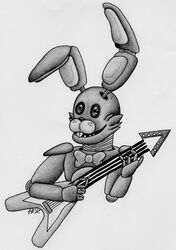  animatronic anthro bonnie_(fnaf) bow_(feature) bow_tie buckteeth five_nights_at_freddy's flying_v grin guitar hi_res lagomorph leer leporid machine mammal metal monochrome musical_instrument playing_guitar playing_music plucked_string_instrument r4v3n_wy7ch rabbit robot scottgames smile solo string_instrument teeth  rating:safe score: user:bot