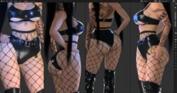 1girls 3d bella_poarch black_hair blender bra fishnet_legwear fishnets goth kinkycat3d kinkykatt3d light-skinned_female multiple_angles panties tattoos wip rating:Explicit score:17 user:Decompyler