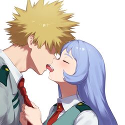  1boy 1boy1girl 1girls ai_generated blonde_hair blonde_hair_male blue_hair blue_hair_female blush closed_eyes en_ryu french_kiss katsuki_bakugou kissing long_hair making_out my_hero_academia nejire_hado saliva saliva_trail spiky_hair tie tie_pull tongue tongue_in_mouth tongue_kiss tongue_out very_long_hair  rating:questionable score: user:abok532