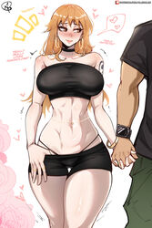 1boy 1girls almualim aroused bare_arms bare_legs bare_shoulders bare_thighs big_breasts blush breasts breasts_bigger_than_head color english_text female fit_female hand_holding hi_res holding_hands hourglass_figure jewelry large_breasts light-skinned_female light_skin long_hair looking_at_partner male male/female midriff nami nami_(one_piece) one_piece orange_eyes orange_hair pale-skinned_female piercing shounen_jump slim_waist tagme tank_top tattoo text thick_thighs unseen_male_face wide_hips rating:Questionable score:261 user:Aeolus_HX