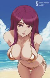 1girls alternate_costume bare_shoulders bikini breasts cleavage collarbone female female_only fire_emblem fire_emblem_engage gold_bikini gold_swimsuit highres ivy_(fire_emblem) johncgz large_breasts leaning_forward long_hair looking_at_viewer mole mole_under_mouth more_at_source navel nintendo purple_eyes purple_hair shiny_swimsuit smile solo swimsuit yellow_bikini yellow_swimsuit rating:Questionable score:29 user:kris923