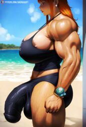 ai_generated areola areola_slip areolae areolae_slip arm_hair armpit_hair beach body_hair breasts bulge covered_nipples dark_nipples futa_only futanari gloopai hairy hairy_arms hairy_legs head_out_of_frame huge_breasts huge_nipples large_areolae large_bulge leg_hair muscular muscular_futanari nai_diffusion nami nipple_bulge nipples_visible_through_clothing one_piece orange_hair penis penis_bulge pubic_hair stain standing sweat sweatdrop sweating tan_body tan_skin tanline tanned tanned_skin testicles veiny_penis rating:Explicit score:14 user:dontlao3