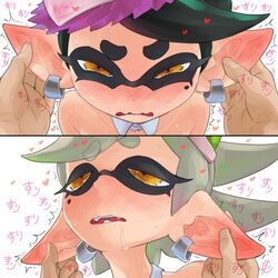 +_+ 1girls 2girls ambiguous_gender bare_shoulders beauty_mark black_hair blush callie_(splatoon) detached_collar domino_mask drooling ear_blush ear_piercing ear_play eargasm earrings embarrassed fangs female female_focus half-closed_eyes hoop_earrings humanoid humanoid_focus humanoid_pointy_ears inkling japanese_text kabeu_mariko light-skinned_female light_skin looking_at_viewer looking_pleasured marie_(splatoon) mole mole_under_eye narrowed_eyes nintendo nose_blush open_mouth piercing pointy_ears pov pseudo_hair saliva solo_focus splatoon splatoon_(series) squid_sisters sweat symbol-shaped_pupils tentacle tentacle_hair text uncommon_stimulation white_hair yellow_eyes rating:Questionable score:174 user:ZSSamus