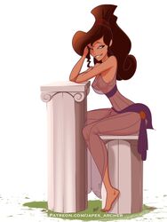 1girls areolae biting_lip breasts brown_hair clothing curvy disney female female_only hair hercules_(disney) japes lip_biting long_hair megara nipples pillar see-through sheer_clothing solo rating:Questionable score:392 user:EdgySexy